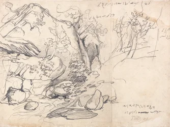 Studie eines Berges mit Bäumen